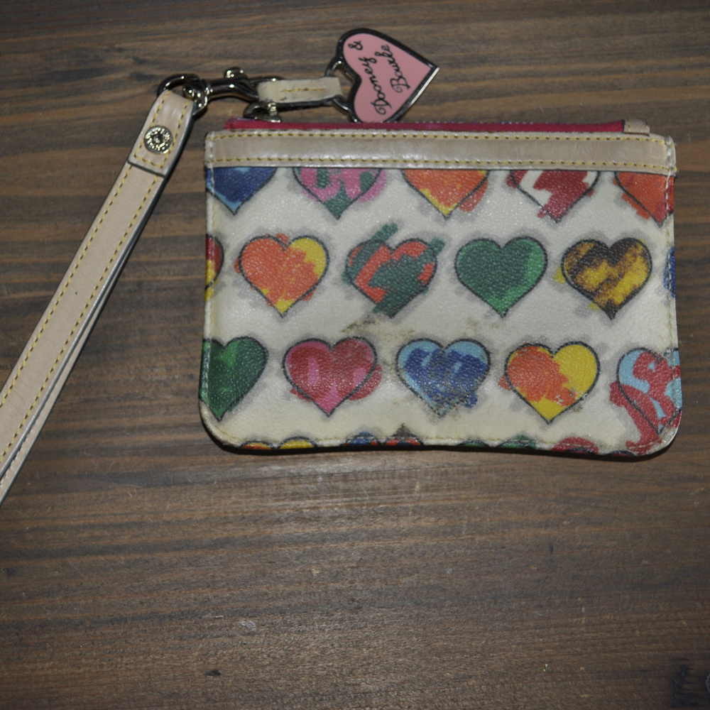 Multicolored Hearts Dooney & Burke Wristlet